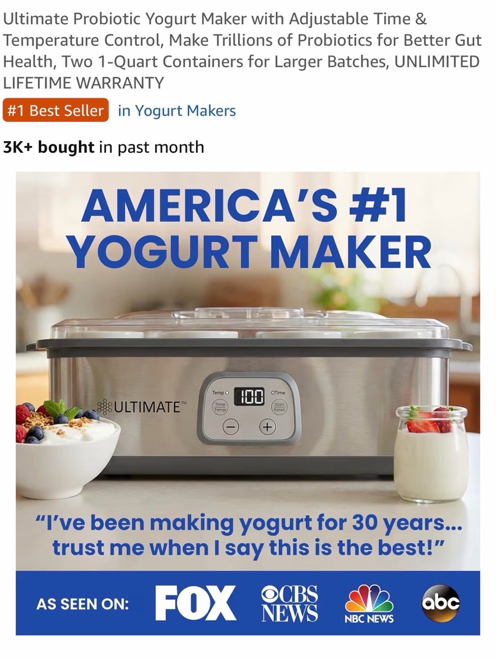 Ultimate Probiotic Yogurt Maker - Silver